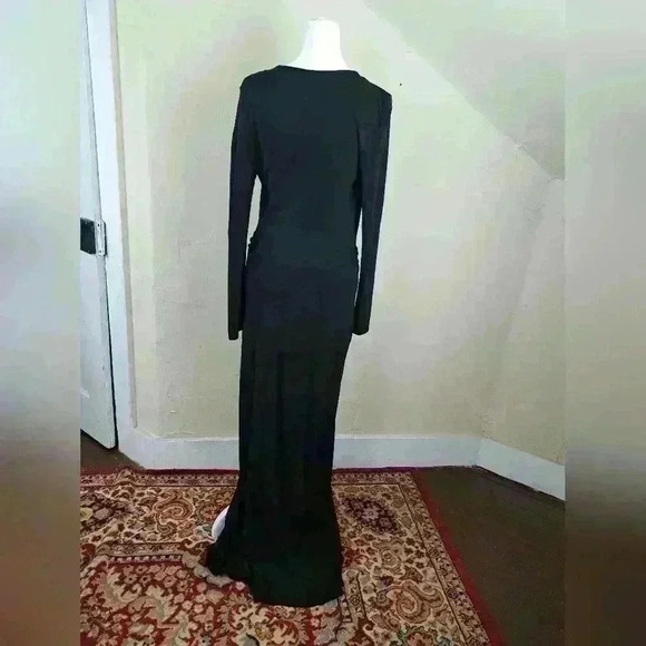 HAUTE HIPPY Long Sleeve Cowl Gown Maxi Dress with Self Belt in Black Size M - Picture 9 of 15
